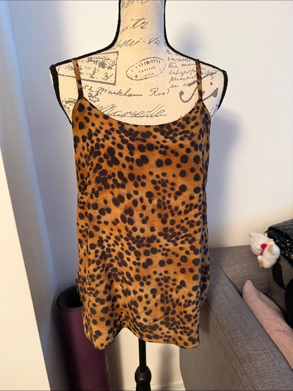 NWT - Leggiadro Silk Brown Leopard Print Satin Cami